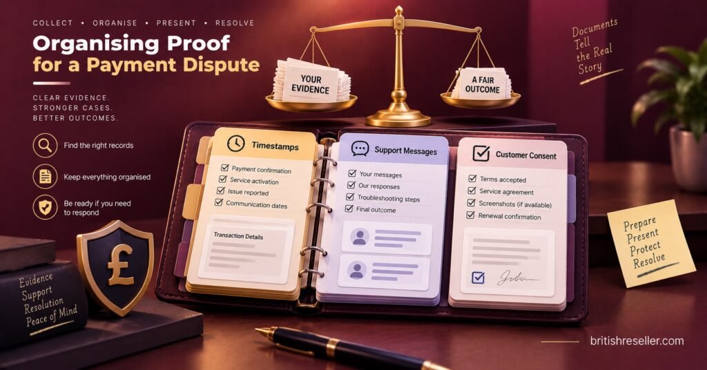 Organising Proof for a Payment Dispute